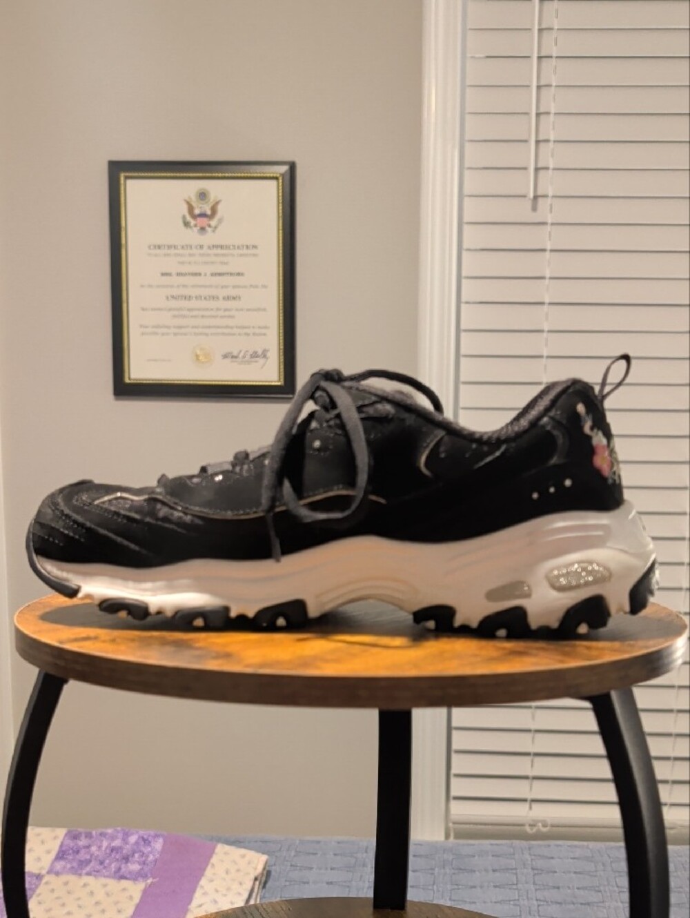 Skechers Black Floral Accent Lace-Up Walk Sneaker - Picture 9 of 11